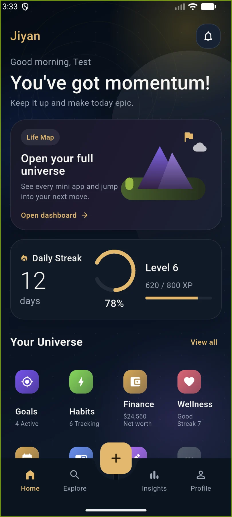 Jiyan home screen